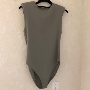 Zara Green Bodysuit with Shoulder Pads